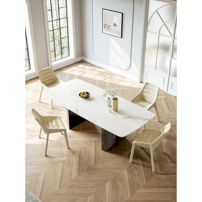 White Sintered Stone Dining Table - 6 Seater 63