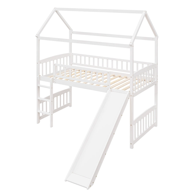 Merax Twin House Bed Loft Bed with Slide