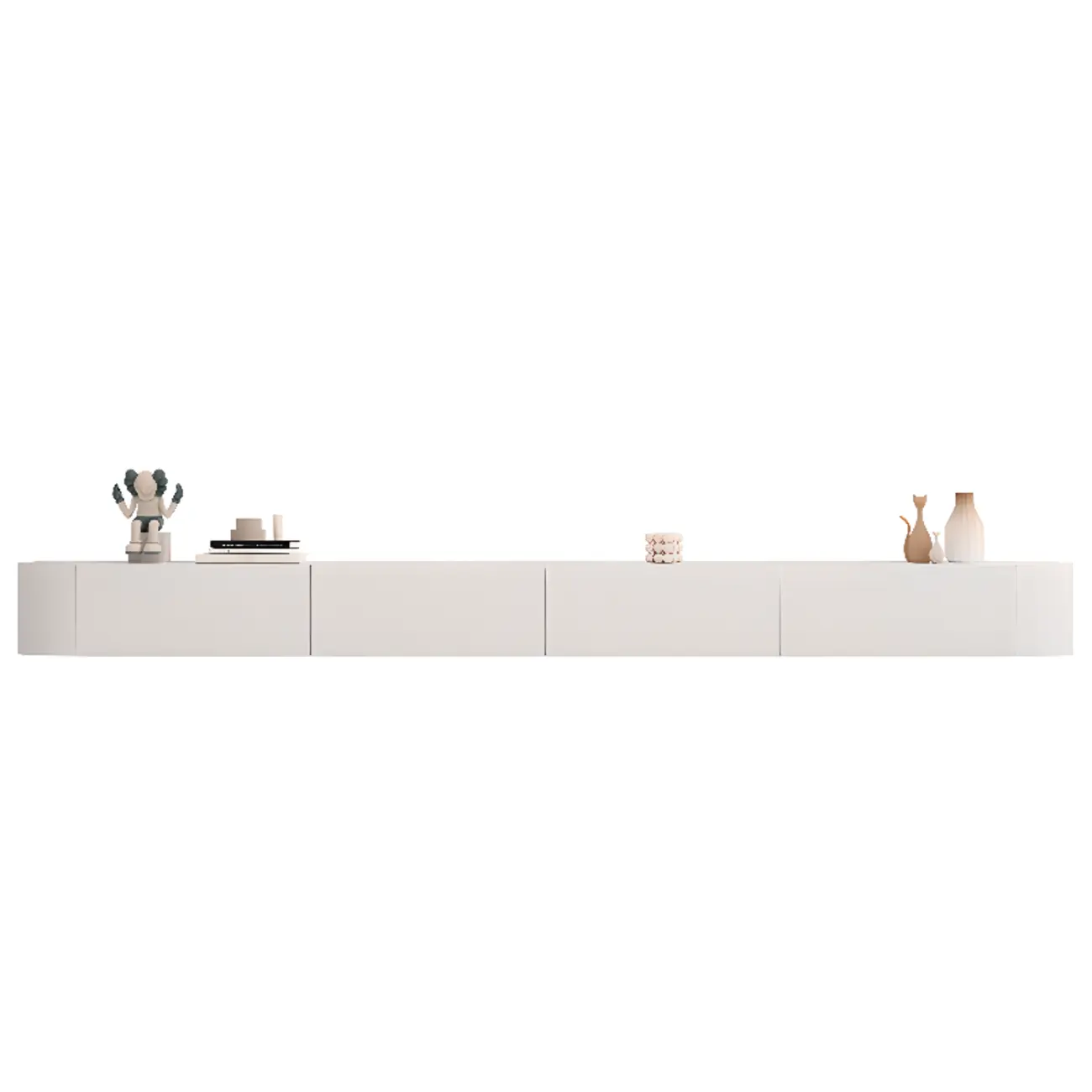 87 Grey Solid Wood Long Floating TV Stand with Drawers