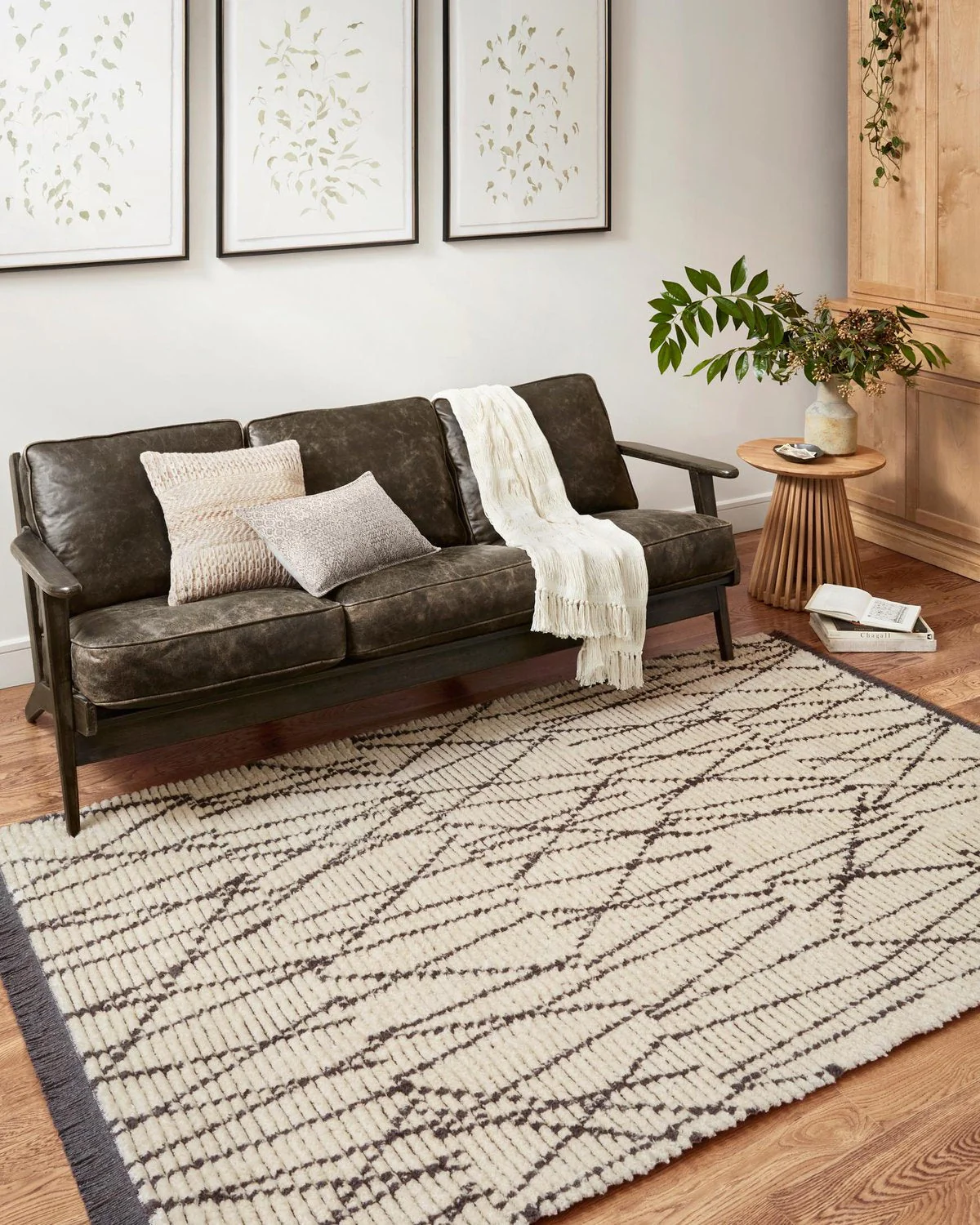 Alice Rug Cream/Charcoal Cross Line