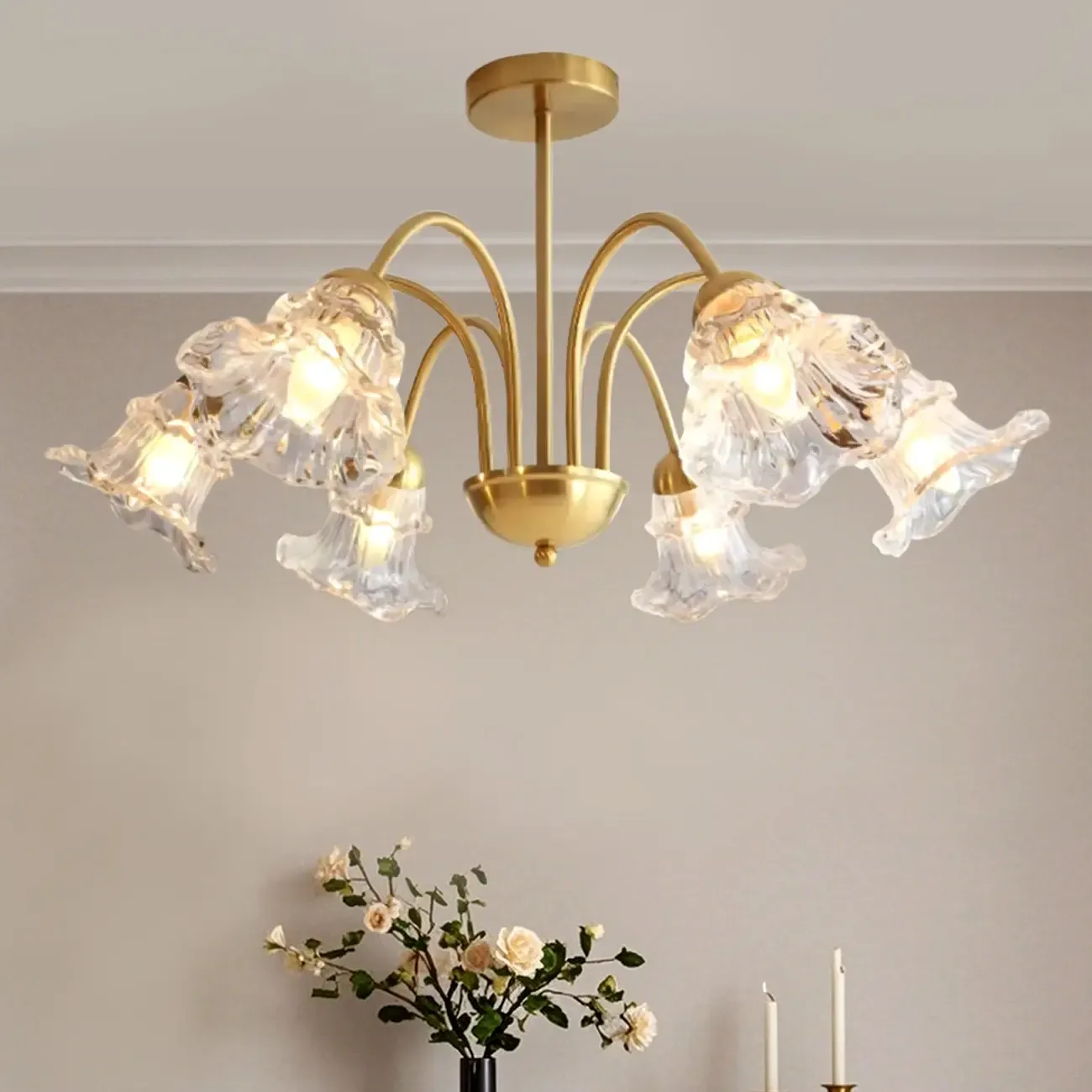Luxury Vintage Crystal Flower Chandelier for Living Room