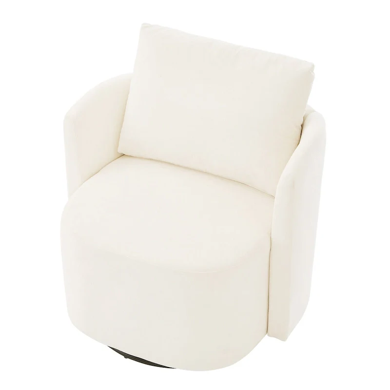 Chenille 360 Swivel Barrel Chair with Ergonomic Curved Design and 440lb Weight Capacity