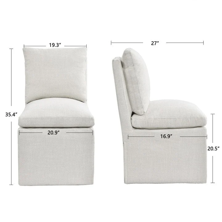 Upholstered Swiveling Rolling Linen Dining Chair