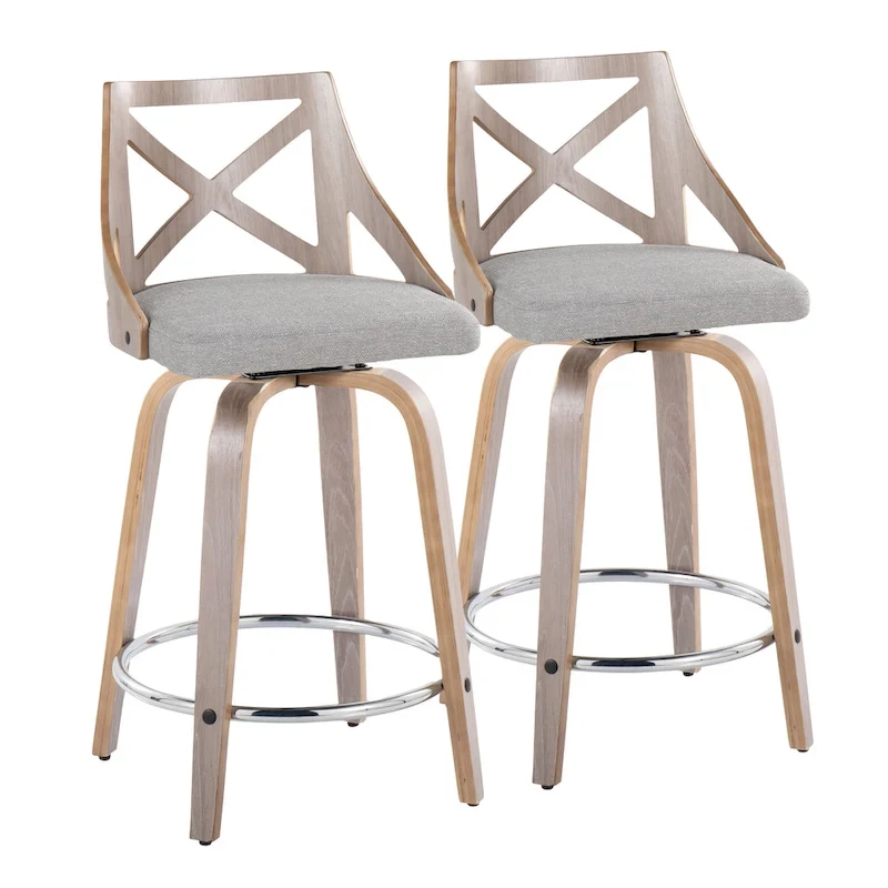 The Gray Barn Charlotte 24  Fixed-Height Counter Stool with Bent Wood Legs (Set of 2)