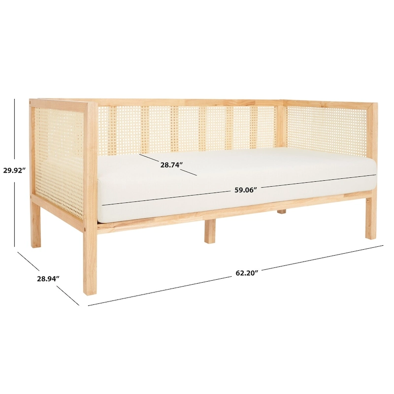 SAFAVIEH Mandie Rattan Sofa - 29  W x 62  D x 30  H - 29Wx62Dx29H