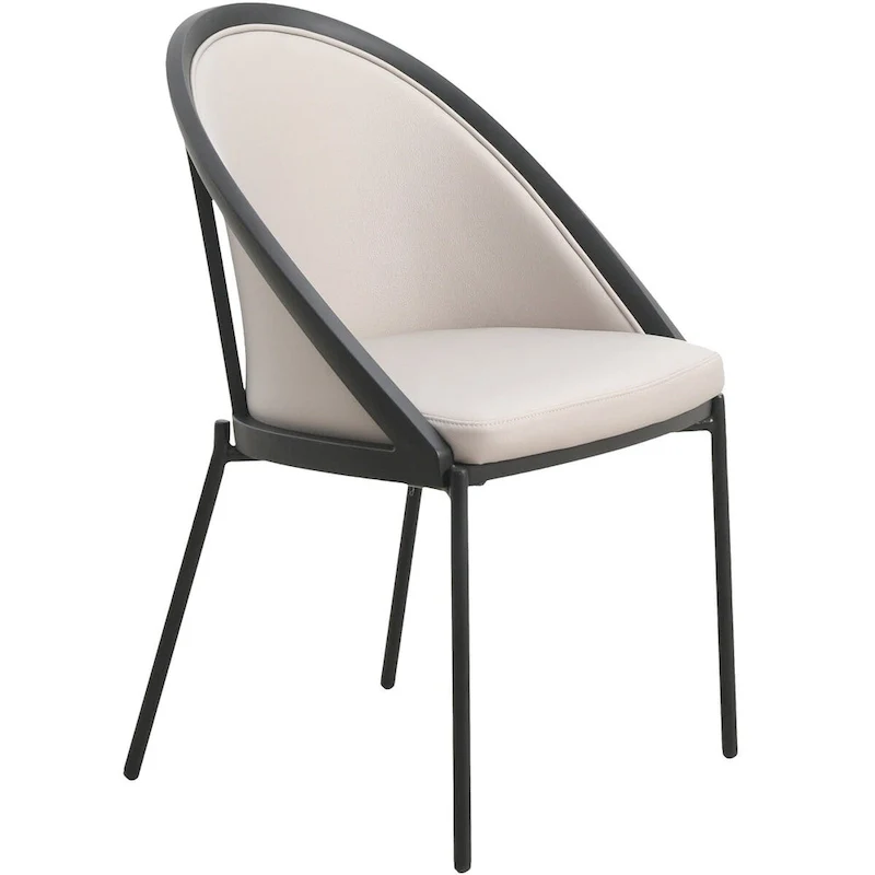 Urbane Upholstered Faux Leather Dining Chair with Powder Coated Steel Legs by LeisureMod
