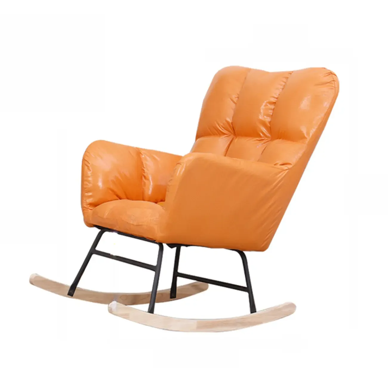 Tech Cloth Upholstered Wood Rocking Chair with Recessed Arm