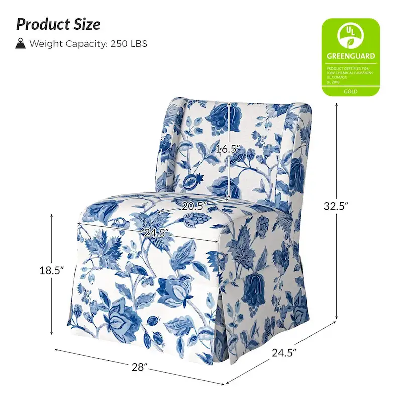 Falk Upholstered Farmhouse Armless Chair with Slipcover and Solid Wood Legs by HULALA HOME