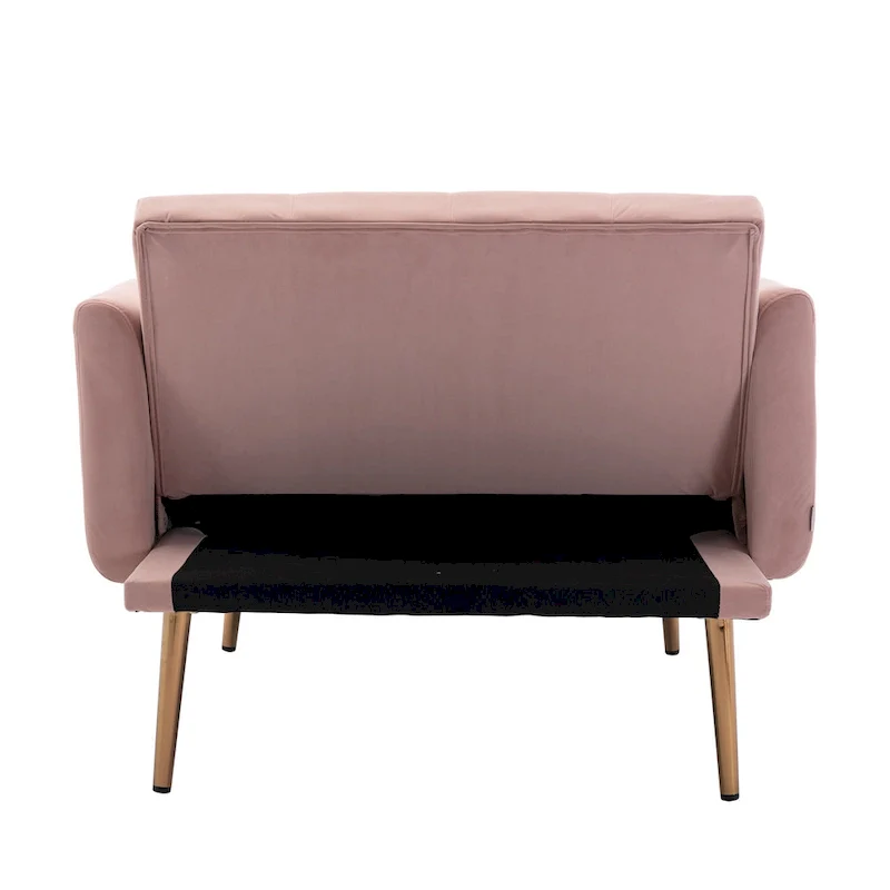 Pink 62.2 Upholstered Chaise Lounge Chair with Iron Legs