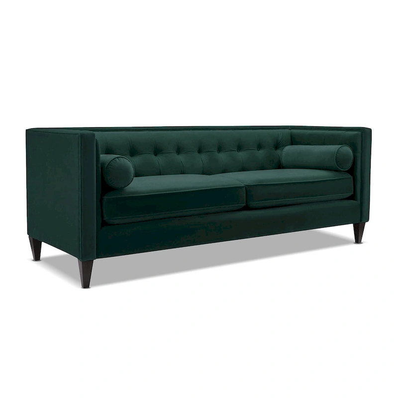 Jack 84 Mid-Century Modern Tuxedo Sofa with Bolster Pillows
