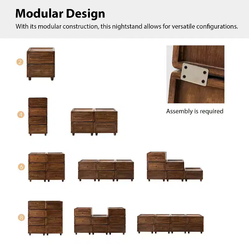 Oddone 2 - Drawer end table Set of 2 With Modular Design| ART OF LIVING DESIGNS