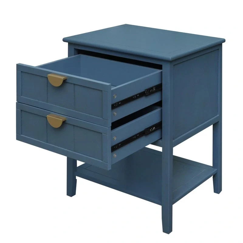 American Style Side Table End Table with 2 Drawer