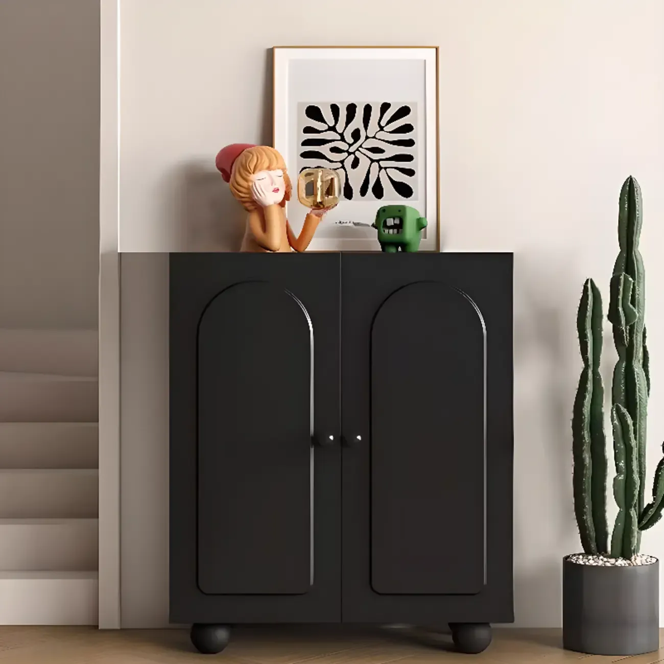 Chic Adjustable Shelves Wood Shoe Cabinet in White/Black