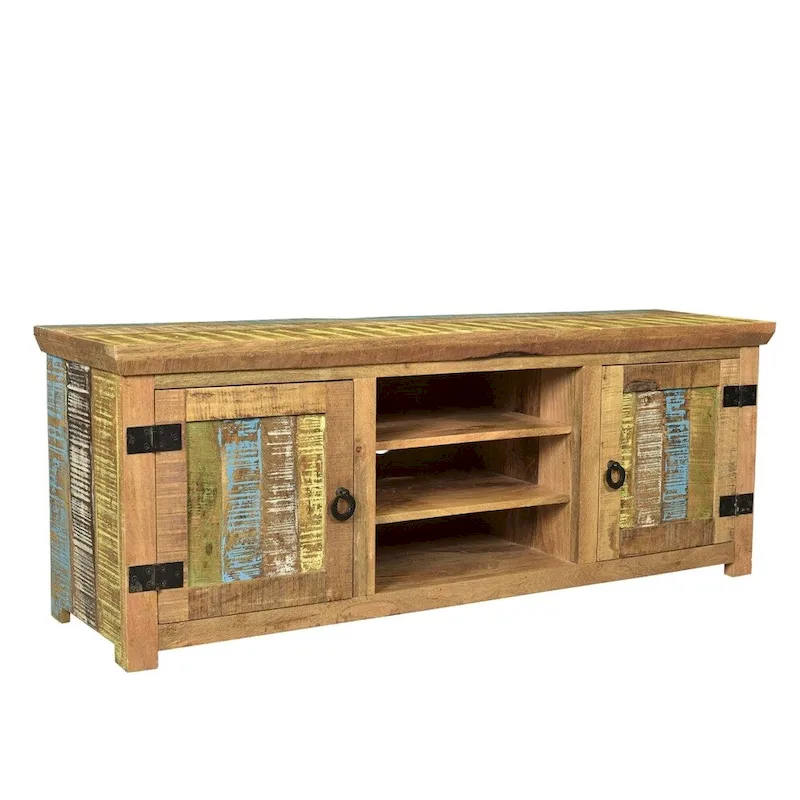 Handmade Suman Solid Mango Wood TV Console (India) - 60 x 18 x 22