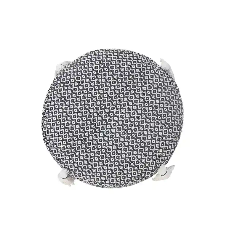 HomeRoots 18 Black Cotton Cylinder Geometric Pouf Ottoman