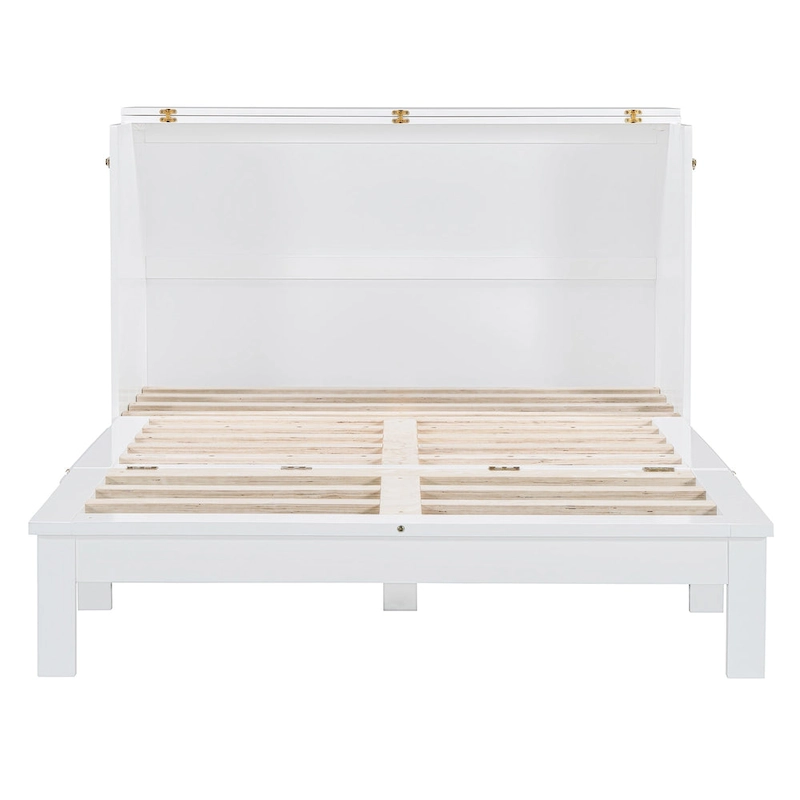 Full/Queen Size Murphy Bed Wall Bed with a Large Storage Drawer, Space Saving Murphy Cabinet Bed w/ a set of Sockets & USB Ports