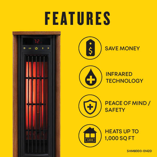 duraflame? Electric Infrared Oscillating Tower Space Heater