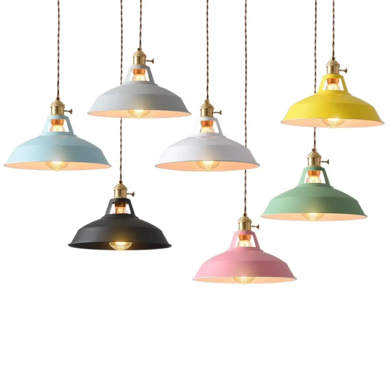 Macaron Iron Dome Pendant Lamp with Hardwired