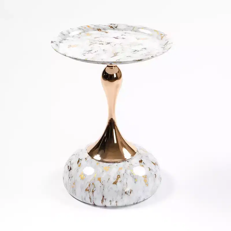 21.2 H Elegance Mermaid Tail Metal Pedestal End Table