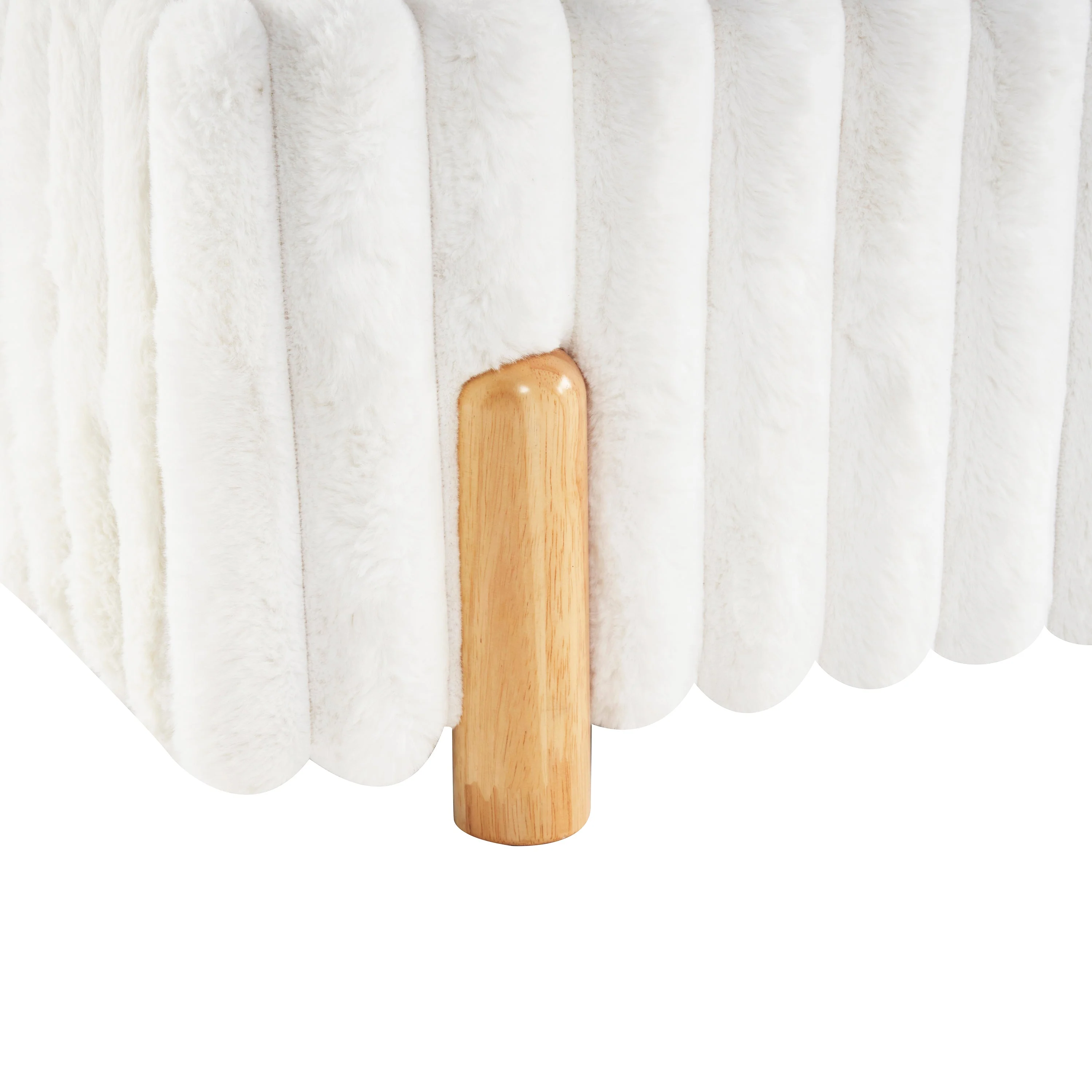 Walker Edison | Wavy White Boucle Upholstered Queen Bedframe