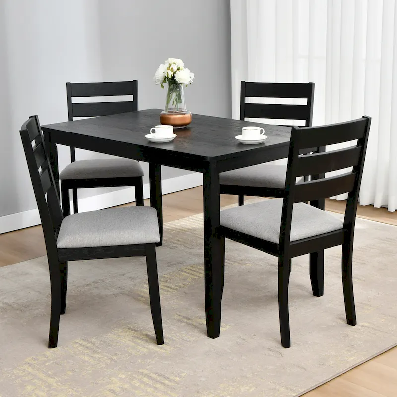 Slat Back Wood Dining Chairs Set of 4