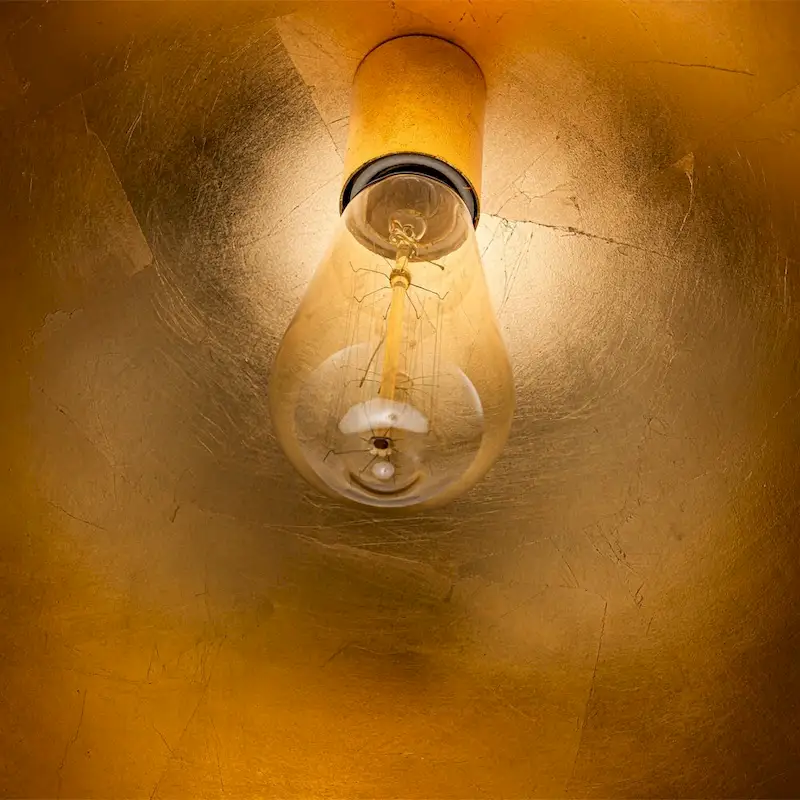 Single-Light Distressed White Gold Foil Metal Dome Pendant - 13.8in