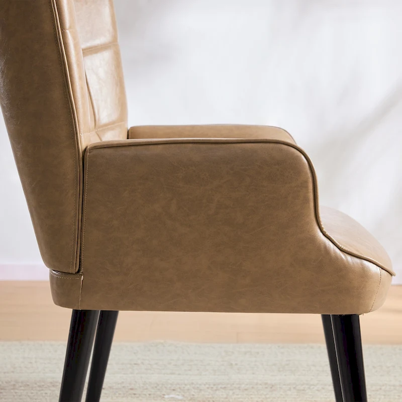 HUIMO High-back Accent Chair Modern Wing Back Chair-Faux Leather