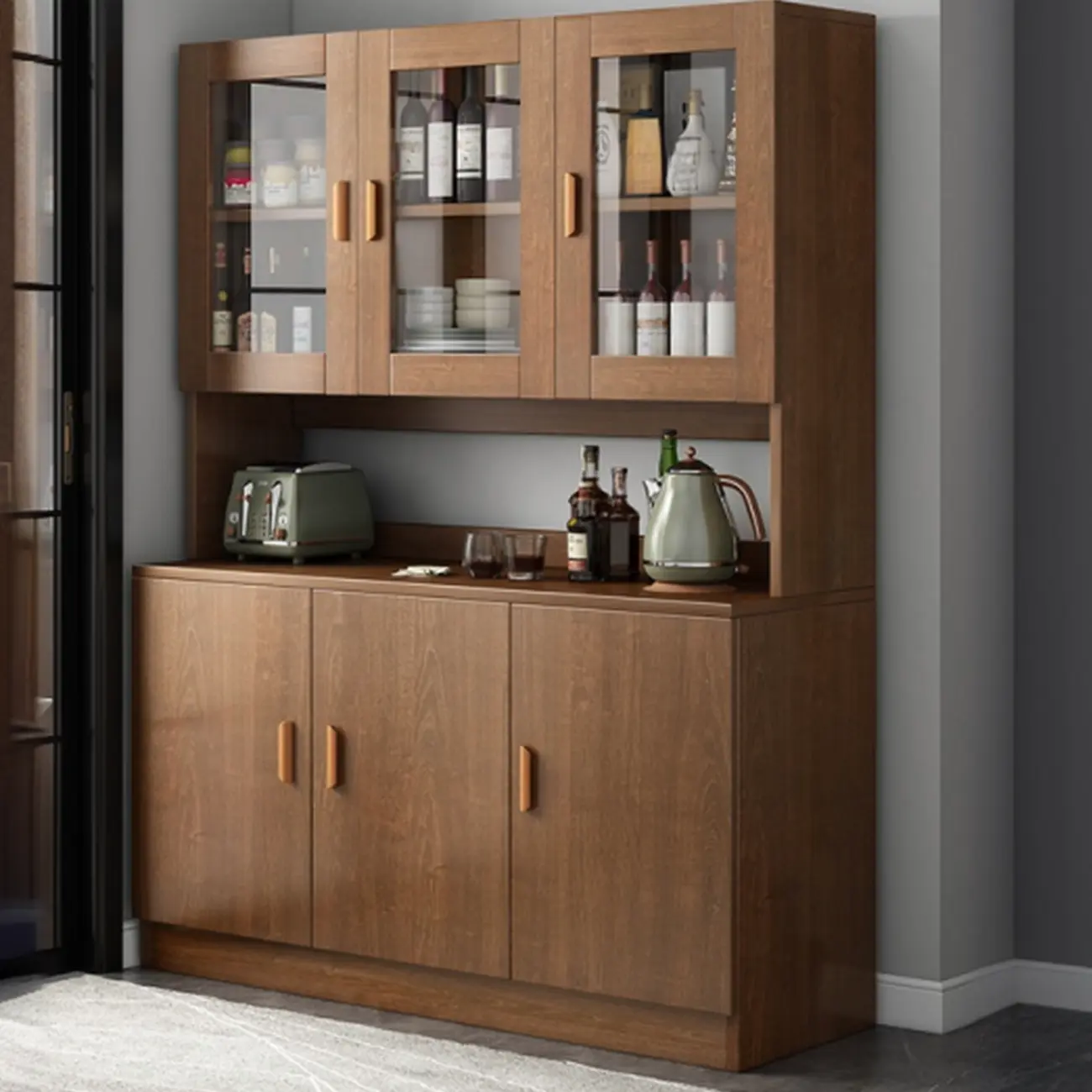 Modern Wooden Sideboard with Cabinets & Shelves