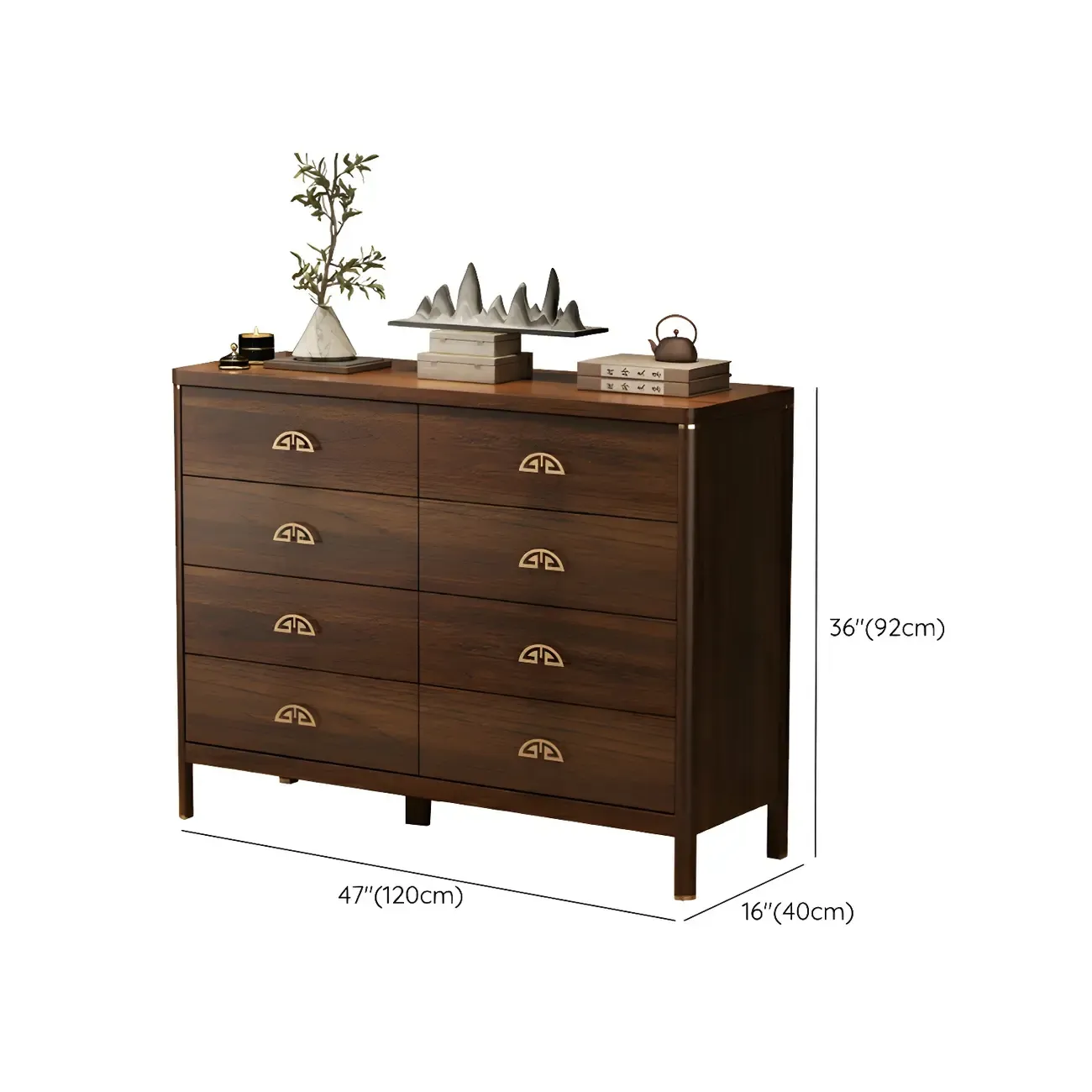 Traditional Brown Wooden Double Dresser with Soft Close Drawers