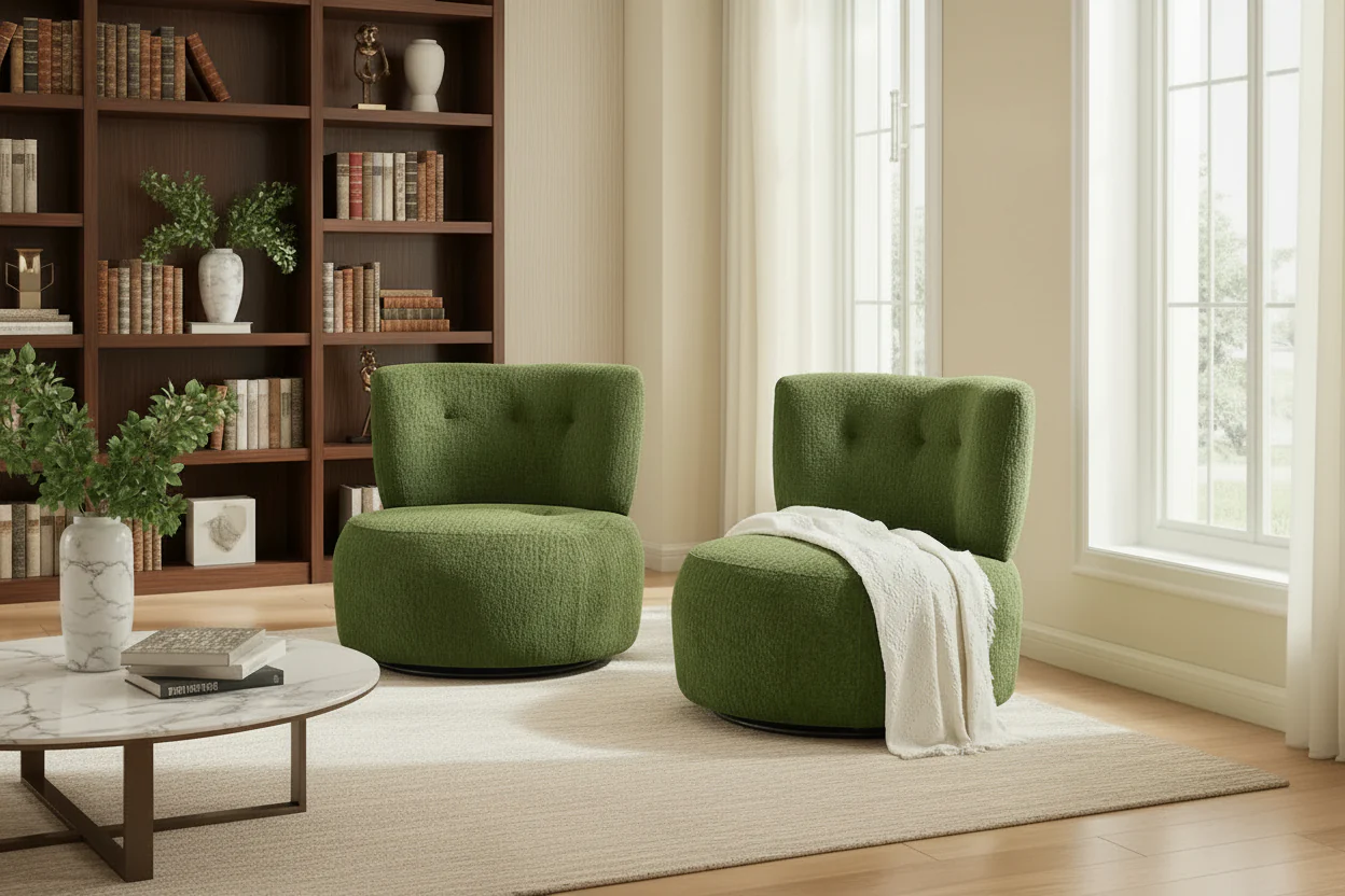 Art Leon Flannel Upholstered Swivel Accent Chair