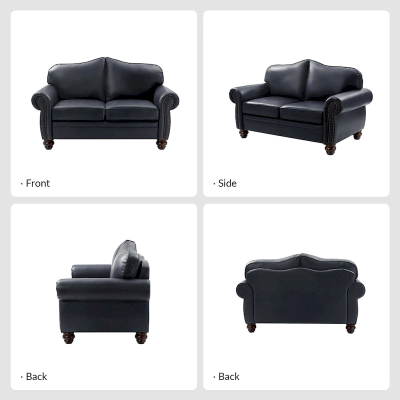 Angel Transitional Genuine Leather Sofa With Tufted Back by HULALA HOME