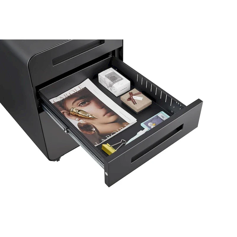 3 Drawer Mobile File Cabinet,Versatile Cabinet,5 Wheel Design Anti-Tilting Cold Rolled Steel Waterproof Moisture-Proof Black