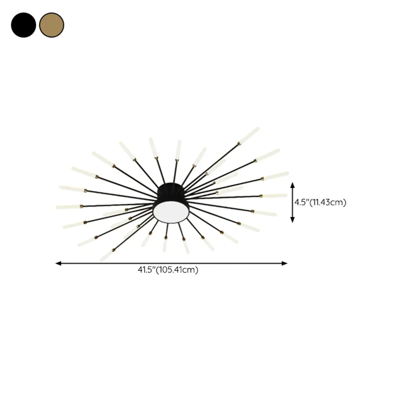 Modern Gold Metal Sputnik Semi Flush Ceiling Light