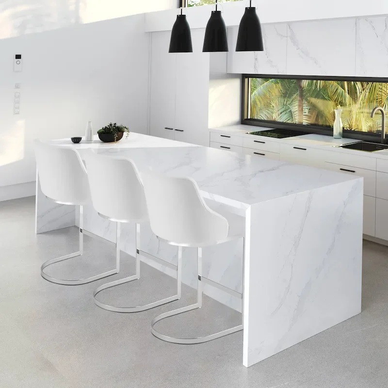 Velvet/Faux Leather Barstool, Counter Height Stools Set of 3 - 18.9W x 20.5D x 36.6H