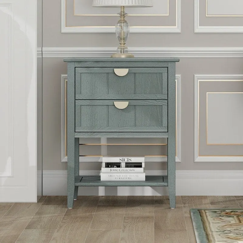 American Style Side Table End Table with 2 Drawer