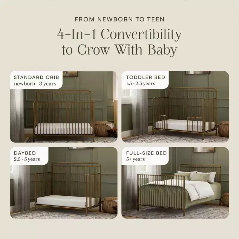 4-in-1 Convertible Metal Crib