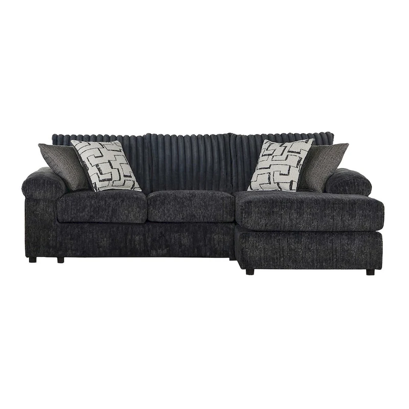 New Classic Furniture Luna Charcoal Grey Right Facing Sectional, Made in USA