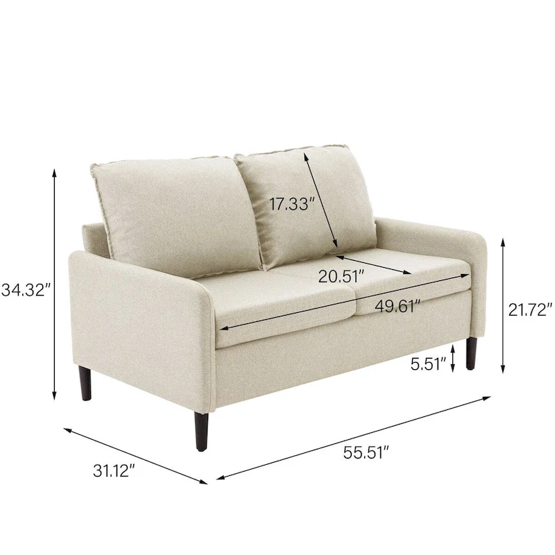Living Room Loveseat Linen Sofa