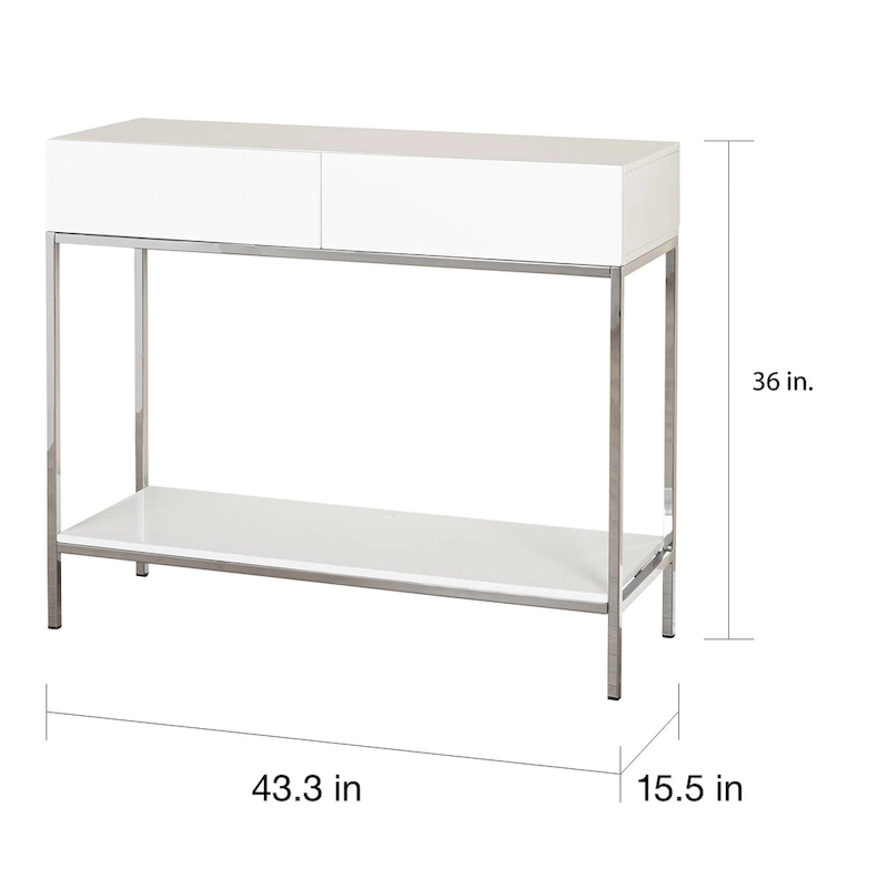 Simple Living White and Chrome Metal High Gloss Console Table