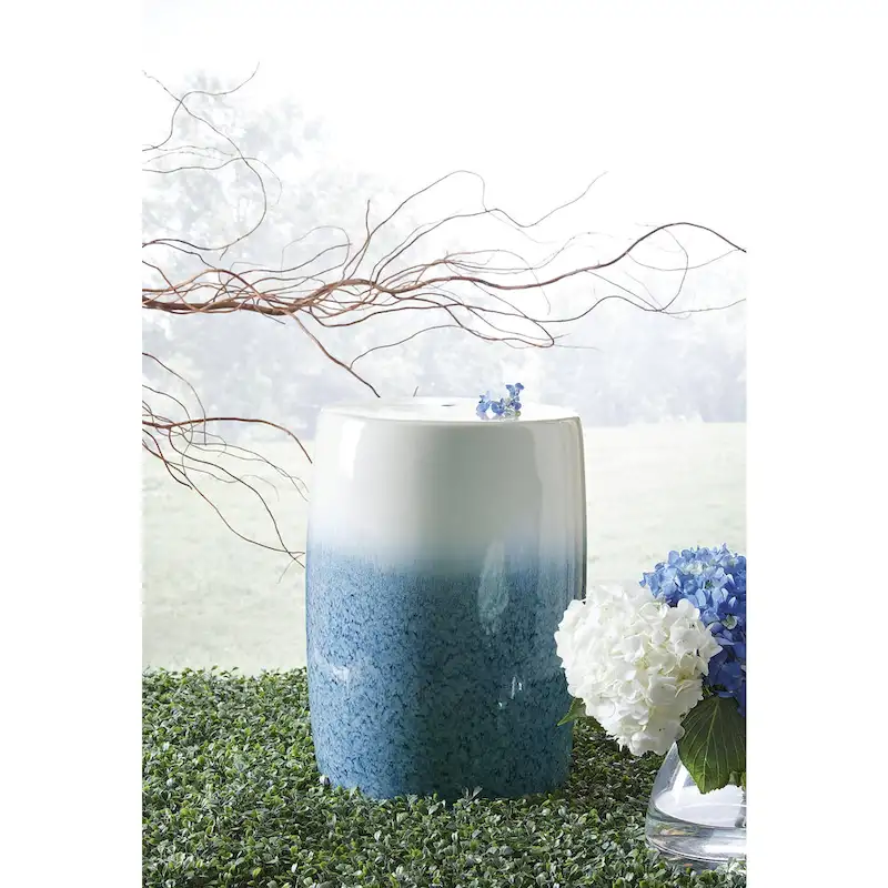 Signature Design by Ashley Ikegrove White/Blue Stool - 13W x 13D x 18H