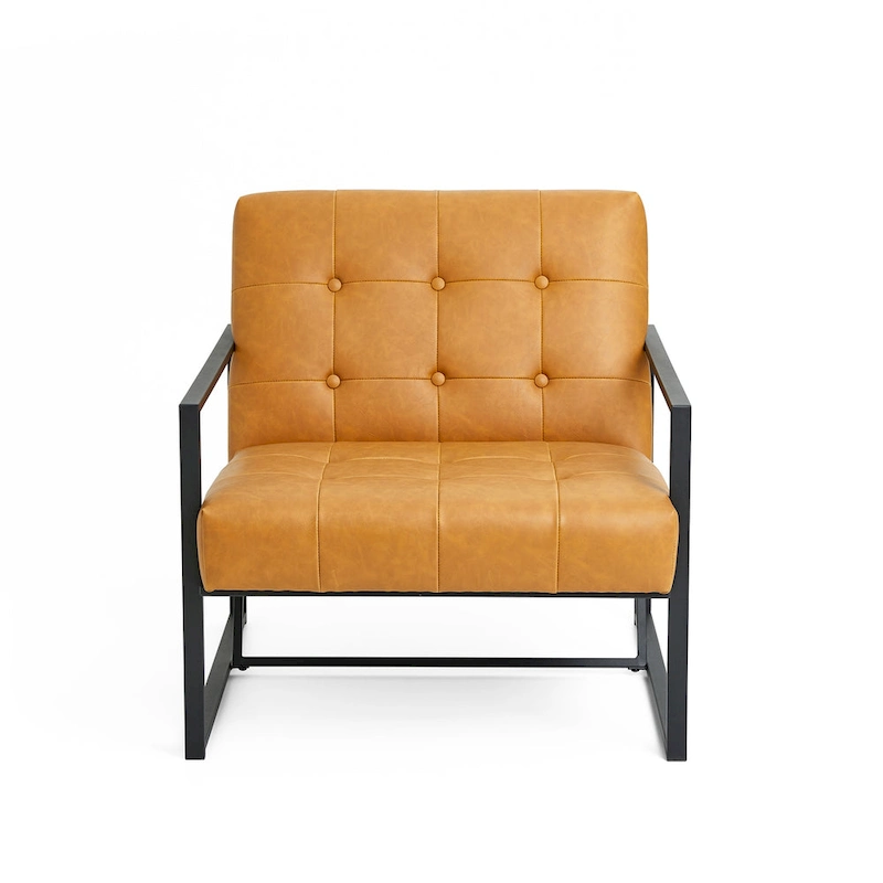 Glitzhome 29.50W Mid-Century PU Leather Tufted Accent Chair - 29.5W x 30.5H x 29.25D