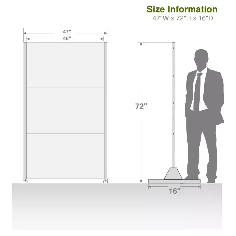 MAYEERTY 72 inch Room Divider Galvanized Frame Privacy Screen Freestanding Garden Fence Patio Black