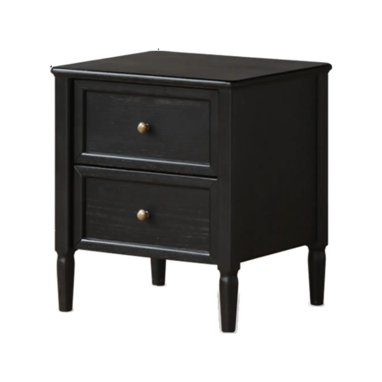 Modern Black Bedside Table with 2 Storage Drawers