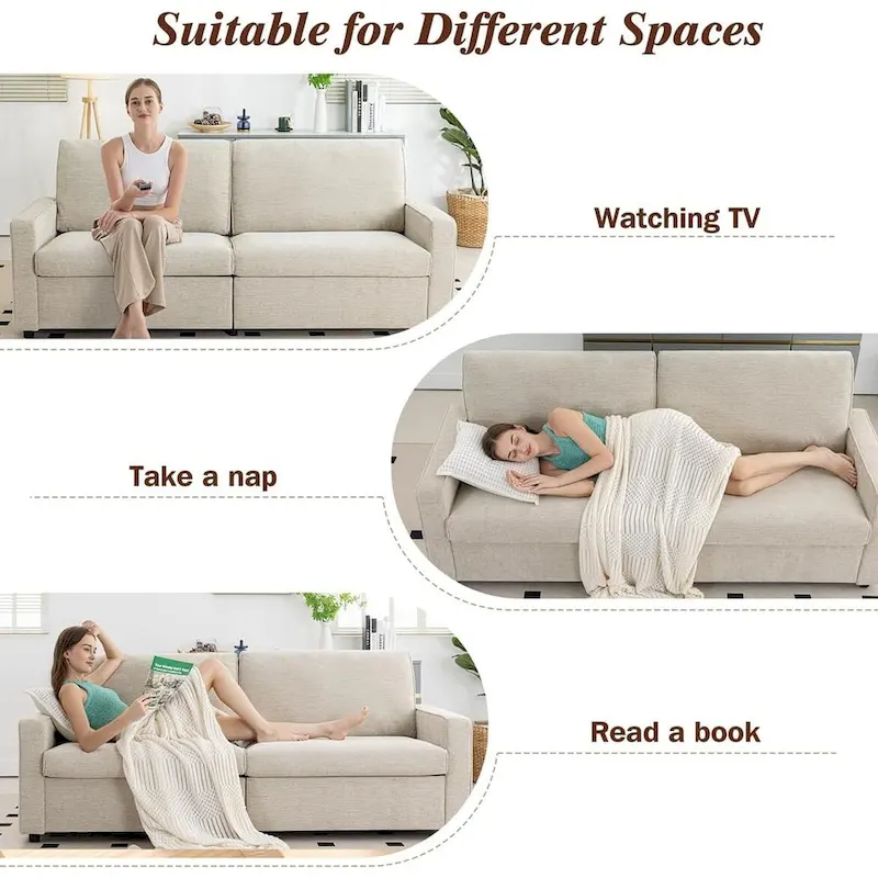 80 Modern Chenille Linen Loveseat Sofa for Living Room