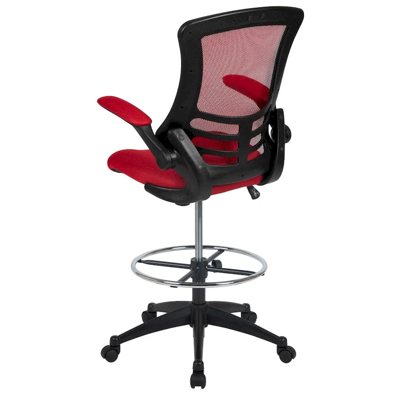 Mid-Back Ergonomic Drafting Chair with Adjustable Foot Ring and Flip-Up Arms