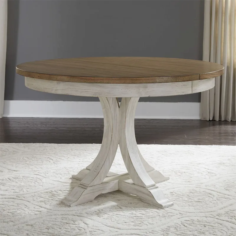 Farmhouse Reimagined Antique White Pedestal Table
