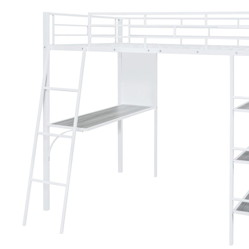 Twin Metal Loft Bed with Built-in Desk