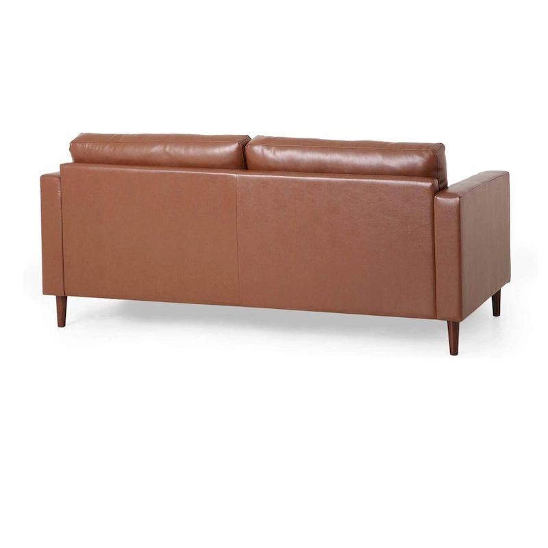 Modern 82.25 Faux Leather 3-Seater Sofa with Wood Legs