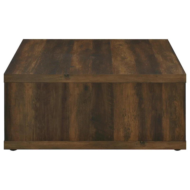 Rizz Coffee Table, Square Cube Design Open Shelf, 36 Inch Dark Brown