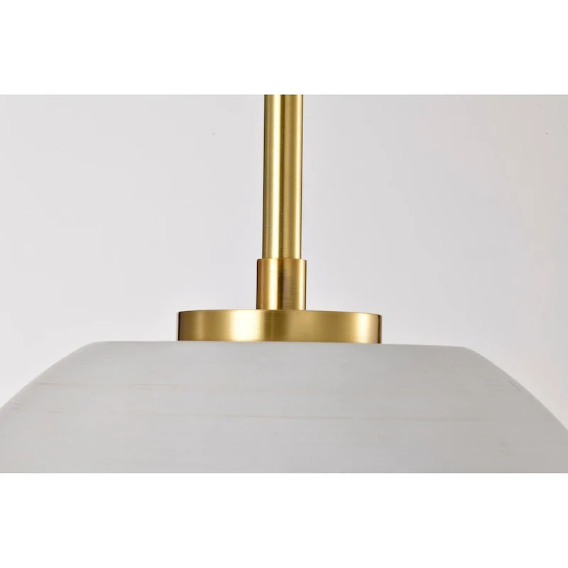 Collins 14 Inch Pendant with White Ceramic - Brushed Brass